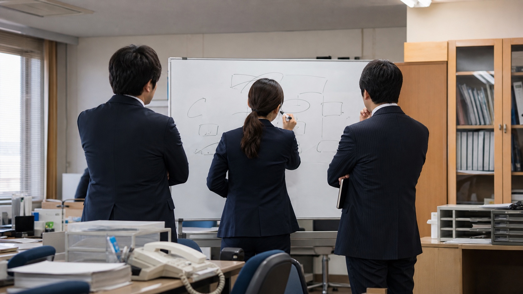 AI人材育成でよくある失敗を振り返る中小企業の会議