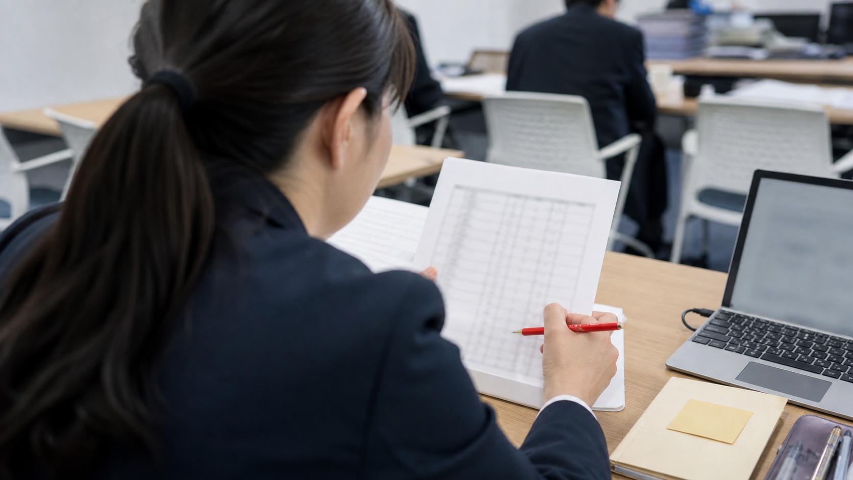 チャットボット導入事例でAIの誤判定を確認する担当者