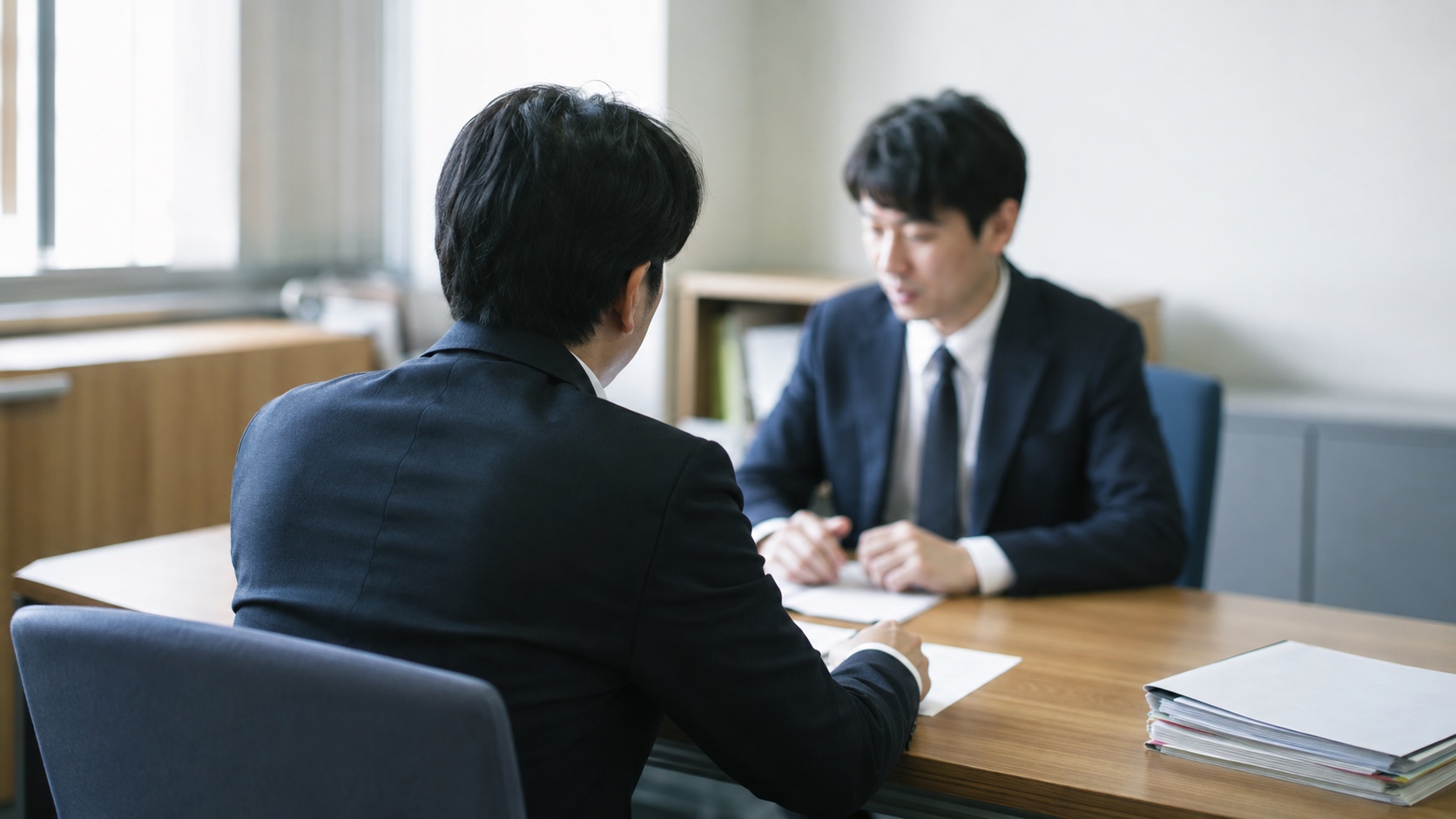 AI研修の比較を止めて社内で話し合う場面
