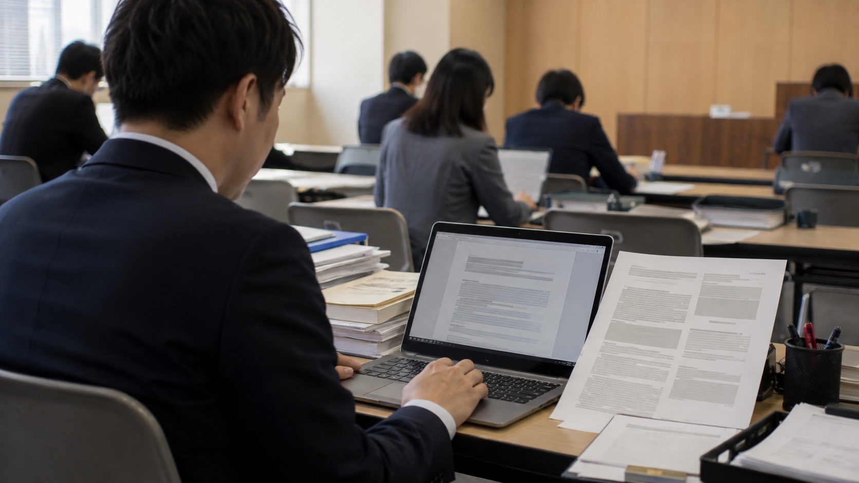 生成AIが作った議事録を確認して直す担当者の手元
