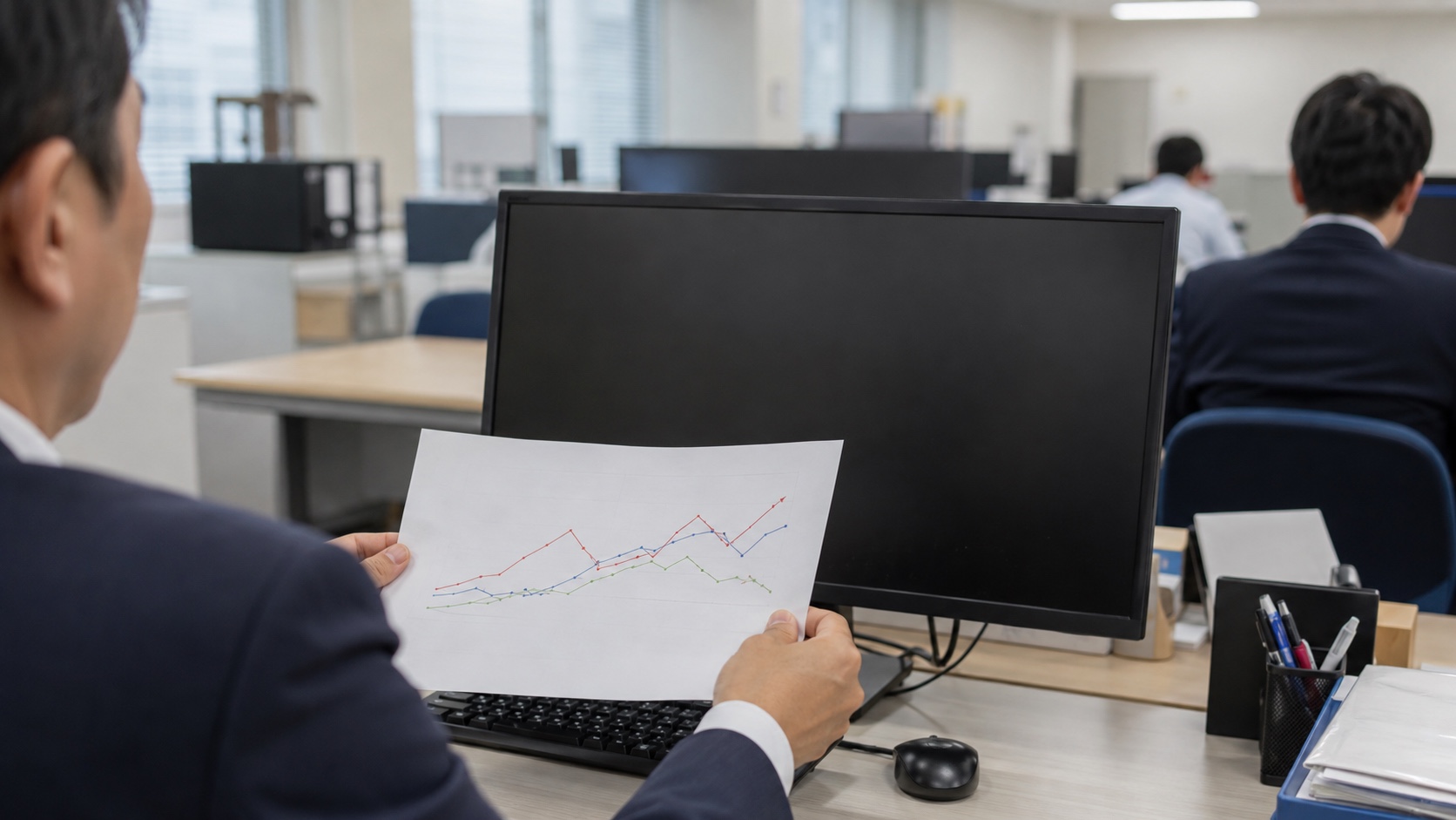 生成AIの社内利用の推移をグラフで確認する手元